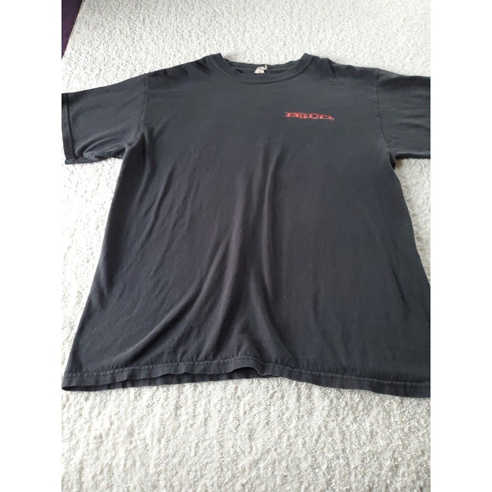 Blood Large Cotton Black Logo Sun Faded Short Layer Sleeve Tee Shirt